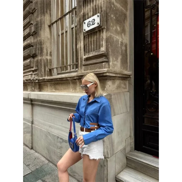 GÖEK POPİN CROP YAN ÇİFT KEER DETAYI  avi