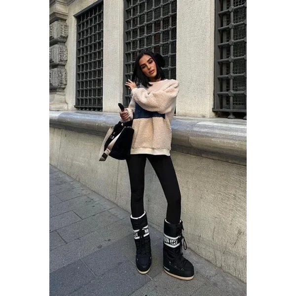 Göğsü Denim Garnili Sweatshirt 3402