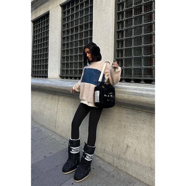 Göğsü Denim Garnili Sweatshirt 3402