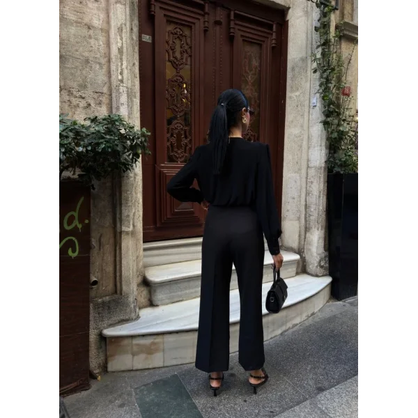 Gold Düğme Detayli Palazzo Pantolon