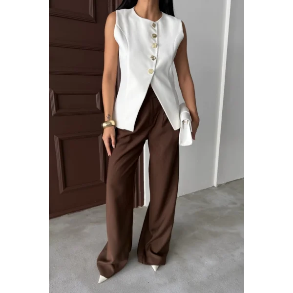 GOLD DÜĞME DETAYLI YELEK - Siyah