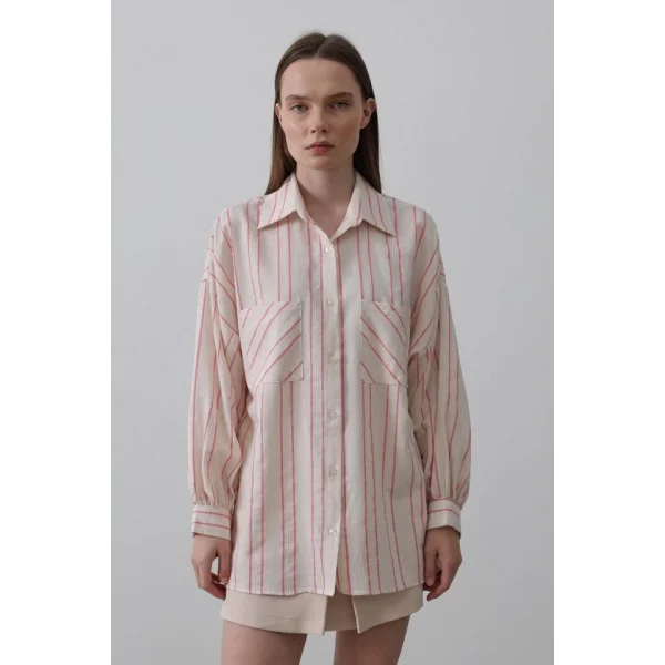 Gömlek  Bej Pembe