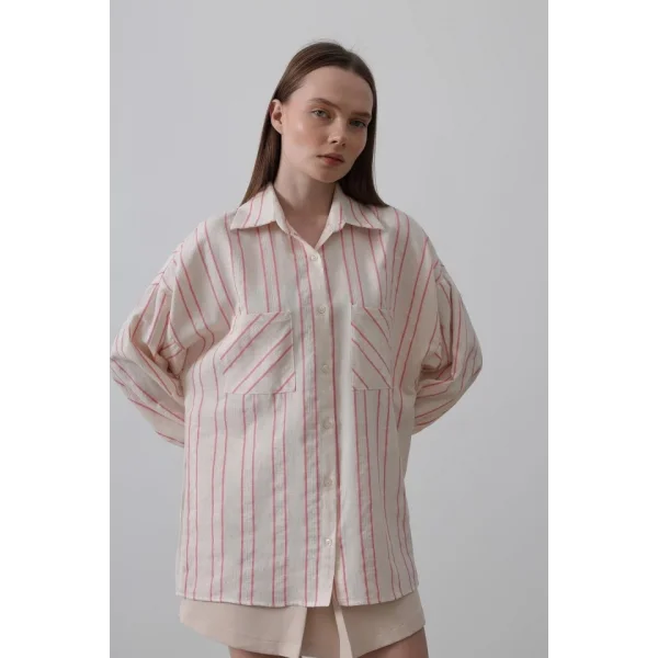 Gömlek  Bej Pembe