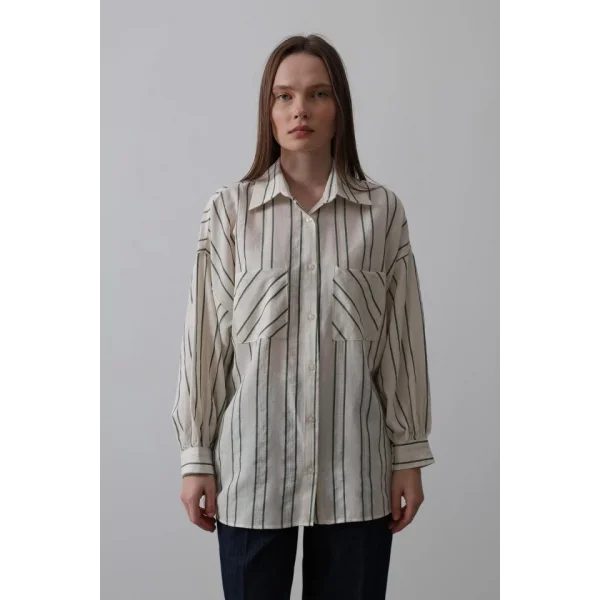 Gömlek - Bej-Yeşil