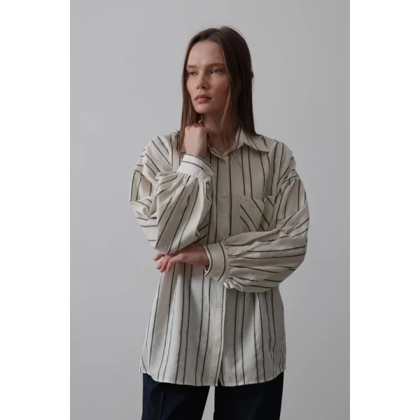 Gömlek - Bej-Yeşil