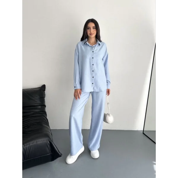 Gömlek Pantolon Ikili Takım - Bebek Mavisi