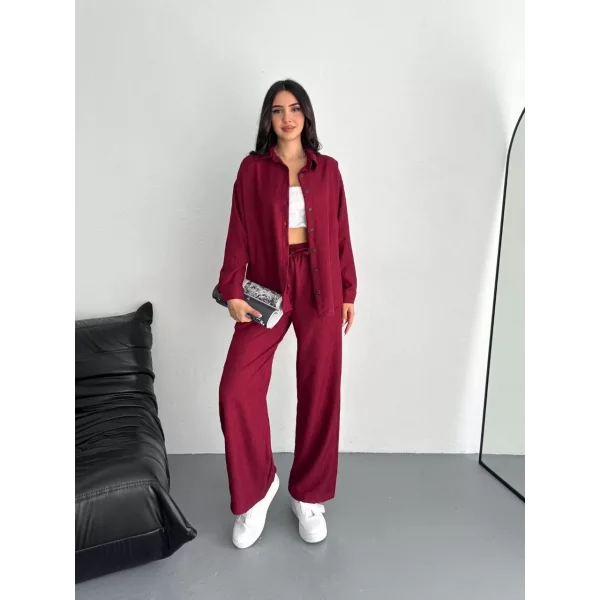 Gömlek Pantolon ikili Takım - Bordo