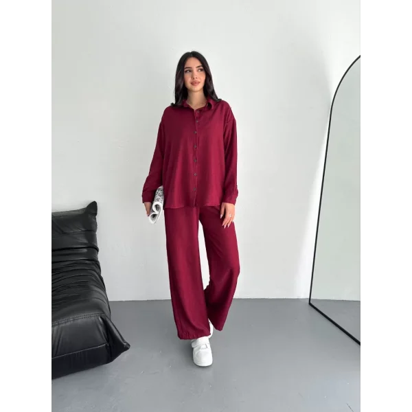 Gömlek Pantolon ikili Takım - Bordo