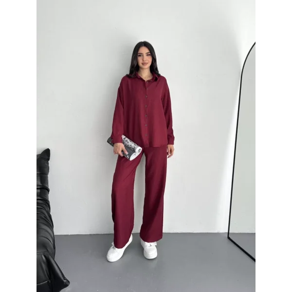 Gömlek Pantolon ikili Takım - Bordo