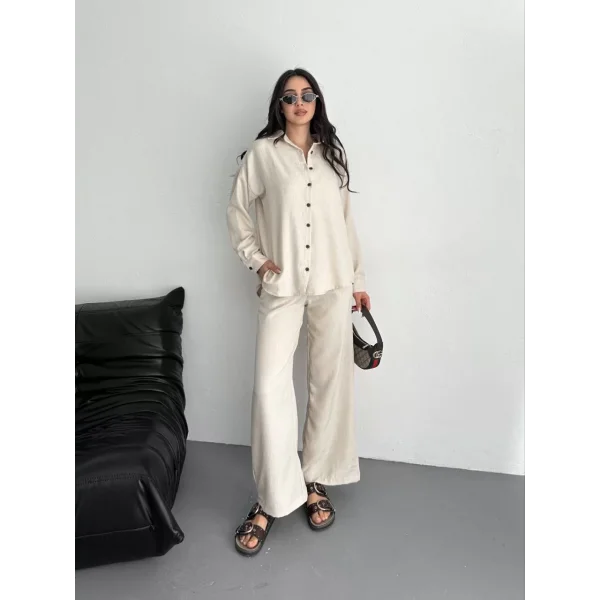 Gömlek Pantolon ikili Takım - Kırık Beyaz