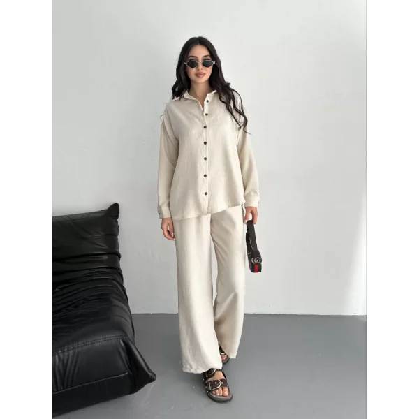 Gömlek Pantolon ikili Takım - Kırık Beyaz