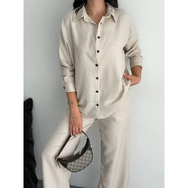 Gömlek Pantolon ikili Takım - Kırık Beyaz