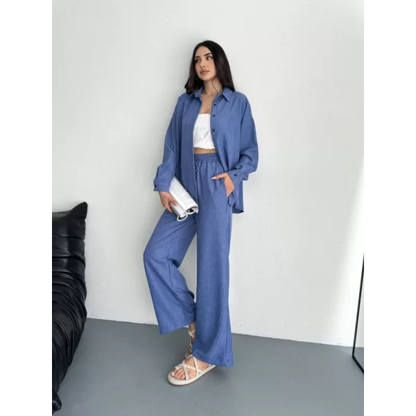 Gömlek Pantolon ikili Takım - Mavi