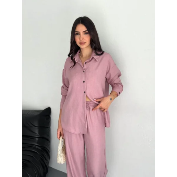 Gömlek Pantolon Ikili Takım - Toz Pembe