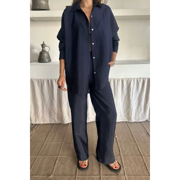 GÖMLEK-PANTOLON TAKIM CUPRA KUMAŞ - Lacivert