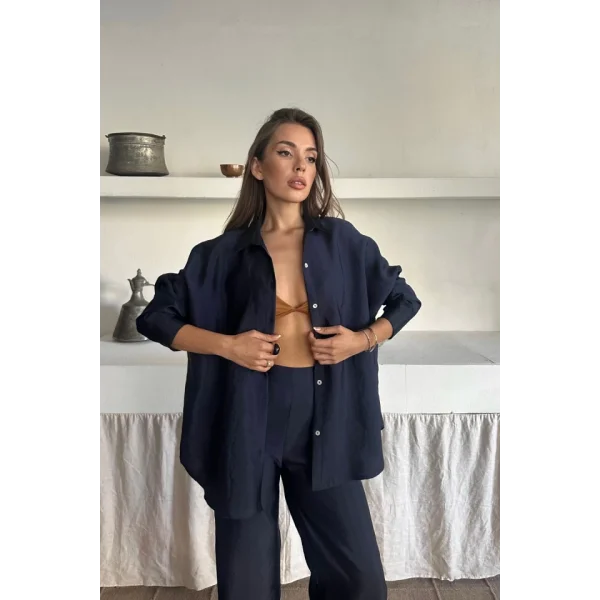 GÖMLEK-PANTOLON TAKIM CUPRA KUMAŞ - Lacivert