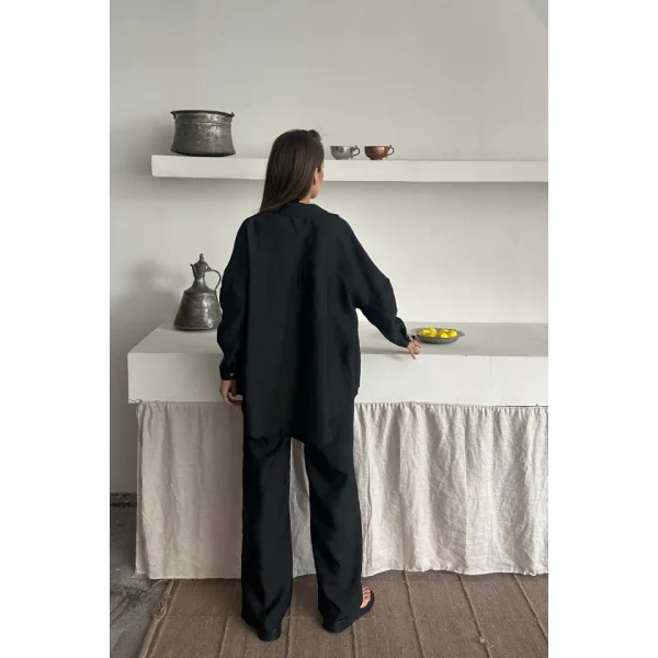 GÖMLEK-PANTOLON TAKIM CUPRA KUMAŞ - Siyah