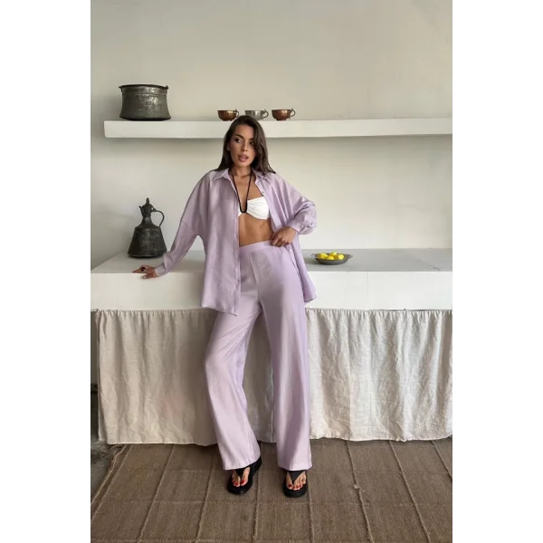 GÖMLEK - PANTOLON TAKIM - Lila