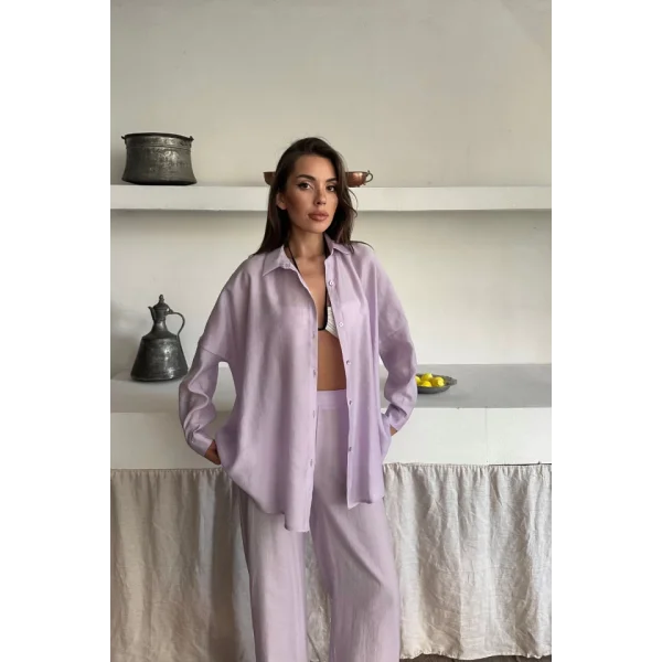 GÖMLEK - PANTOLON TAKIM - Lila