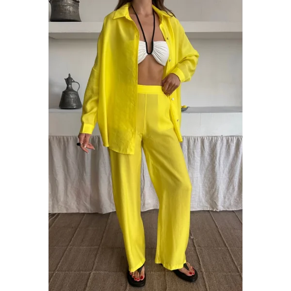 GÖMLEK - PANTOLON TAKIM - Sarı