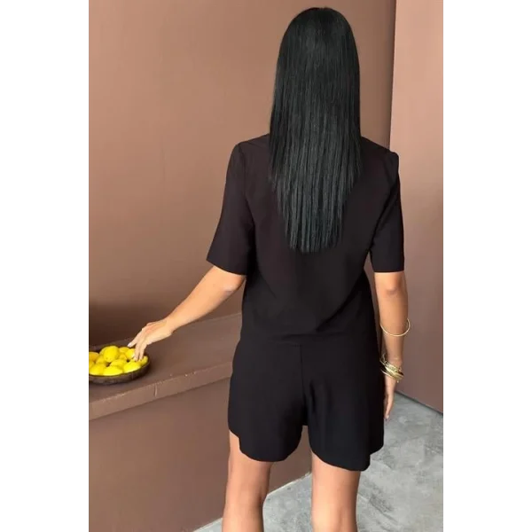 Gömlek Şort Etek Viscon Keten Takım 10162