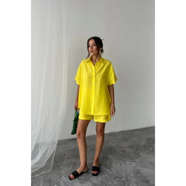 GÖMLEK - ŞORT TAKIM - Sarı