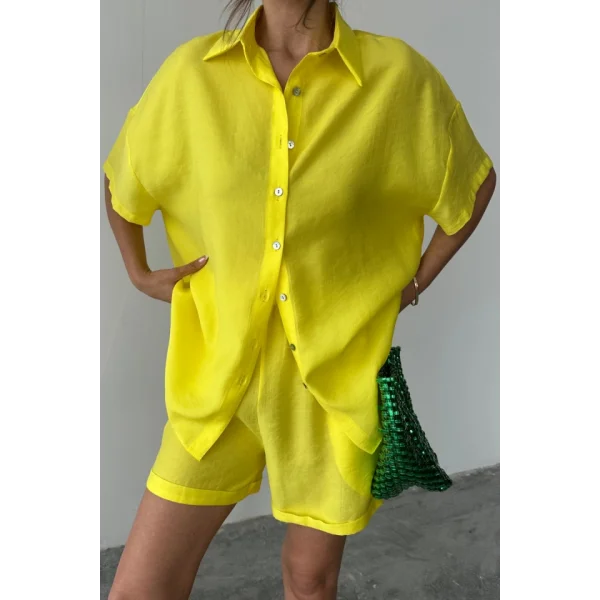 GÖMLEK - ŞORT TAKIM - Sarı