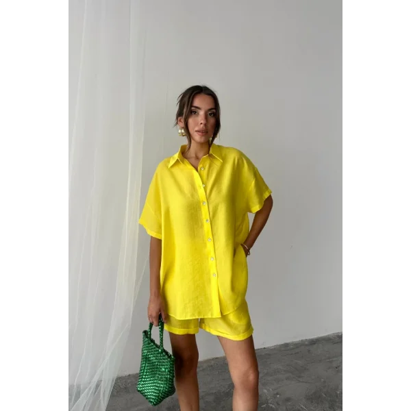 GÖMLEK - ŞORT TAKIM - Sarı