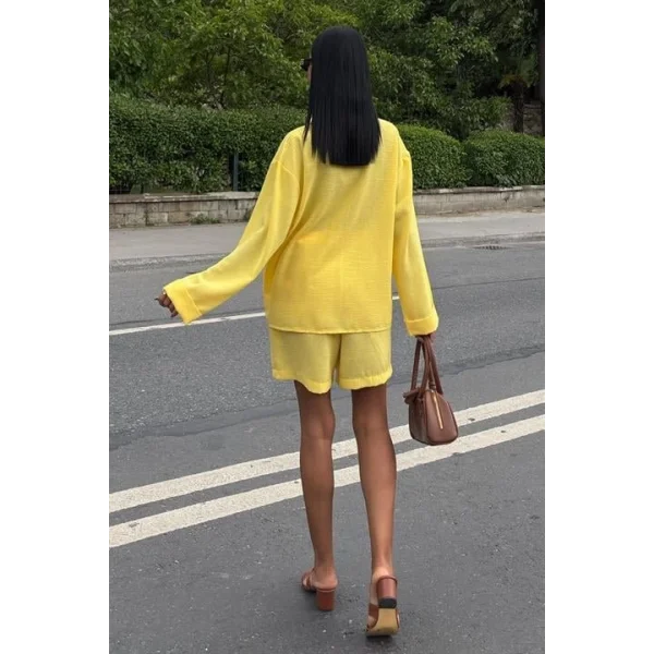 Gömlek Ve Şort Flamlı Keten Takım 10130