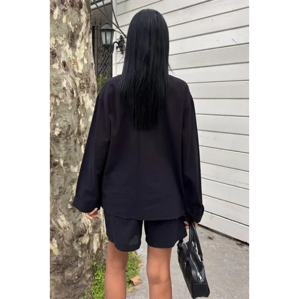 Gömlek Ve Şort Flamlı Keten Takım 10130