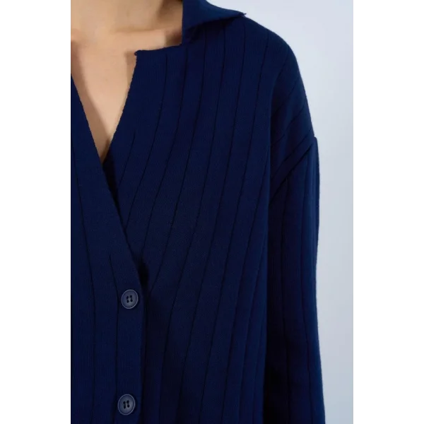 Gömlek Yaka Düğmeli Takım  Lacivert