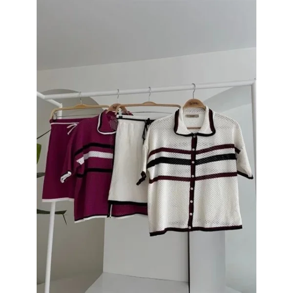 Gömlek Yaka Etekli Triko Takım 10102