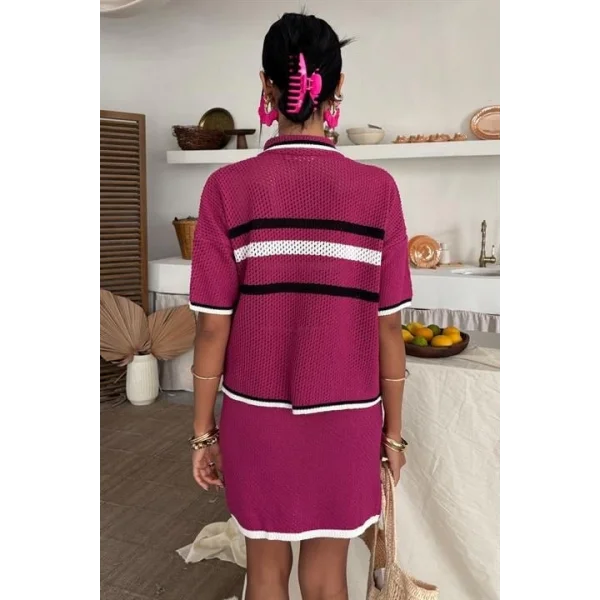 Gömlek Yaka Etekli Triko Takım 10102