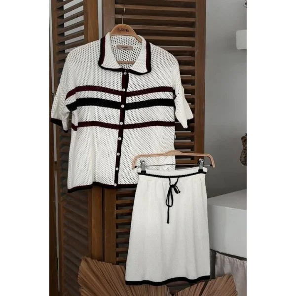 Gömlek Yaka Etekli Triko Takım 10102