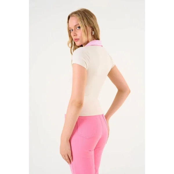 Gömlek Yaka Tshirt  Ekru