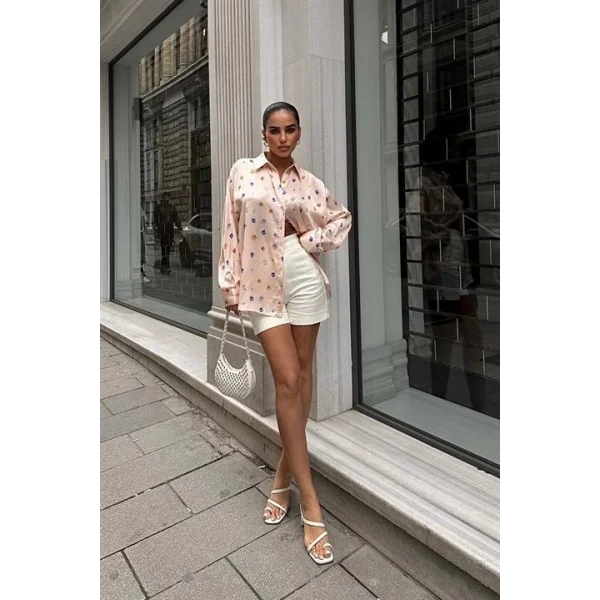 Grace Taş Desenli Saten Gömlek 3388-08