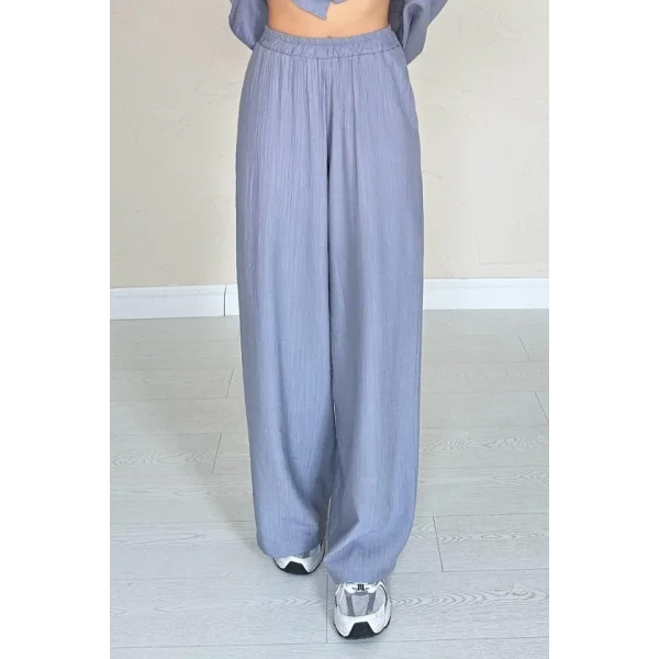 Gri Alice Gömlek Ve Bol Kesim Pantolon Takım