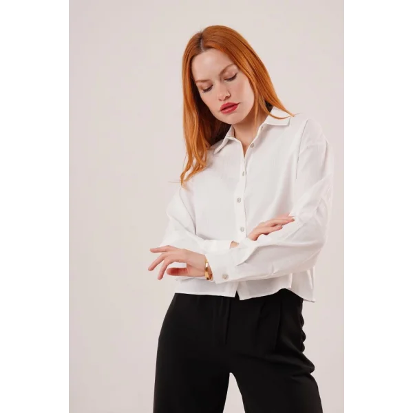 Gümüş Çizgili Beyaz Gömlek