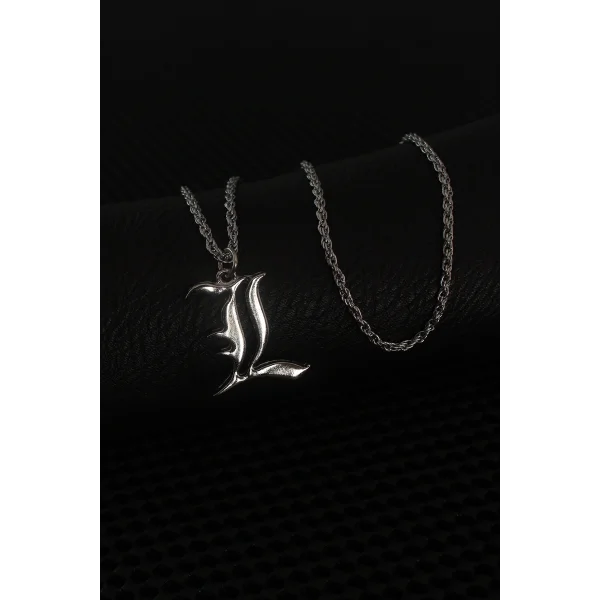 Gümüş Renk L Harf Erkek Kolye