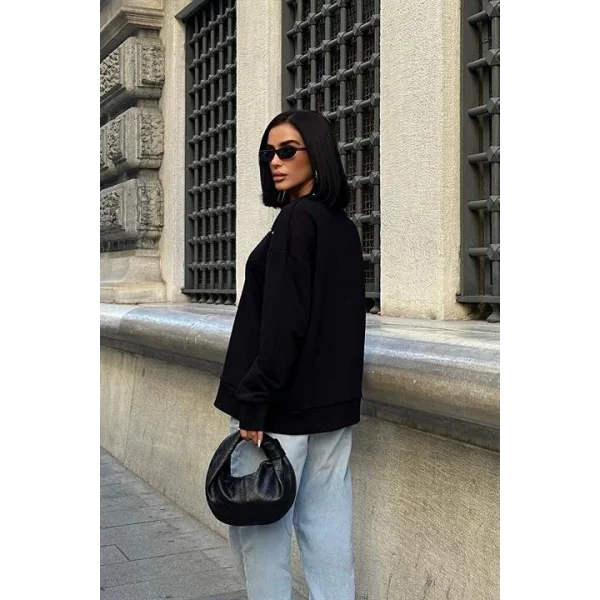 Gümüş Taşlı Sweatshirt 8052