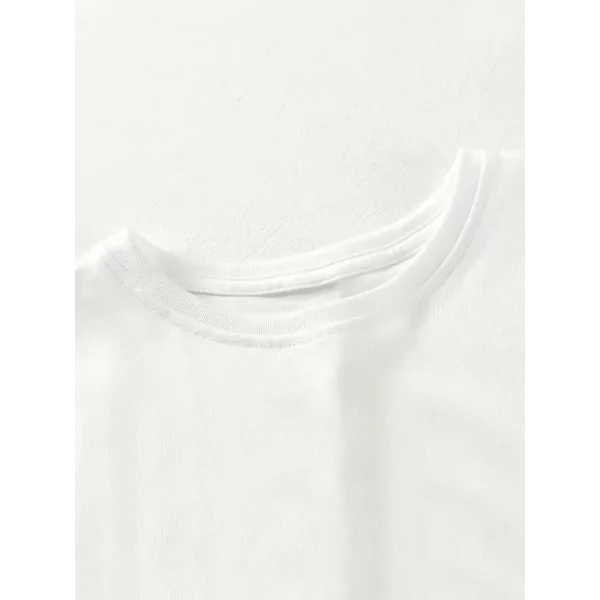 [Günlük T-Shirt] Hafif Kadın Günlük T-Shirt | Bol Kesim, Kısa Kollu, Yuvarlak Yaka, Eğlenceli Karikatür Ayı ve Umrumda Değil Baskı - Günlük Stil, İlkbahar/Yaz- Beyaz