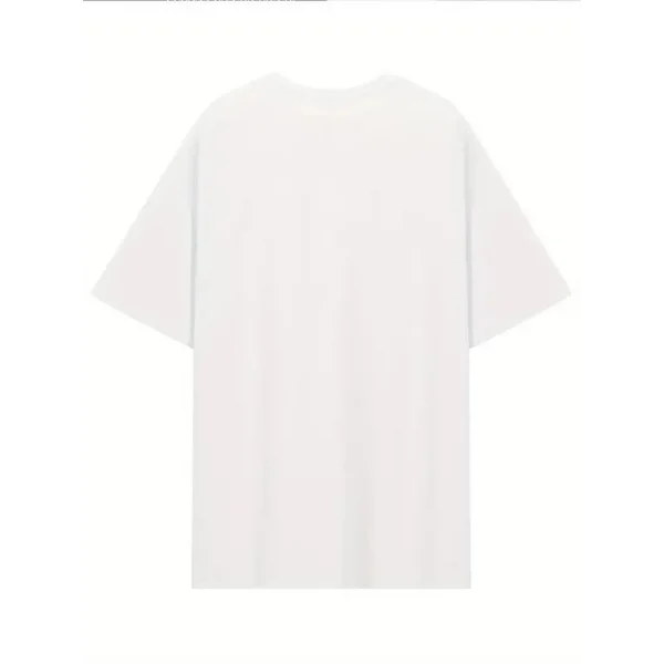 [Günlük T-Shirt] Hafif Kadın Günlük T-Shirt | Bol Kesim, Kısa Kollu, Yuvarlak Yaka, Eğlenceli Karikatür Ayı ve Umrumda Değil Baskı - Günlük Stil, İlkbahar/Yaz- Beyaz