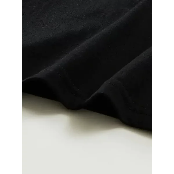 [Günlük T-Shirt] Hafif Kadın Günlük T-Shirt | Bol Kesim, Kısa Kollu, Yuvarlak Yaka, Eğlenceli Karikatür Ayı ve Umrumda Değil Baskı - Günlük Stil, İlkbahar/Yaz- Siyah