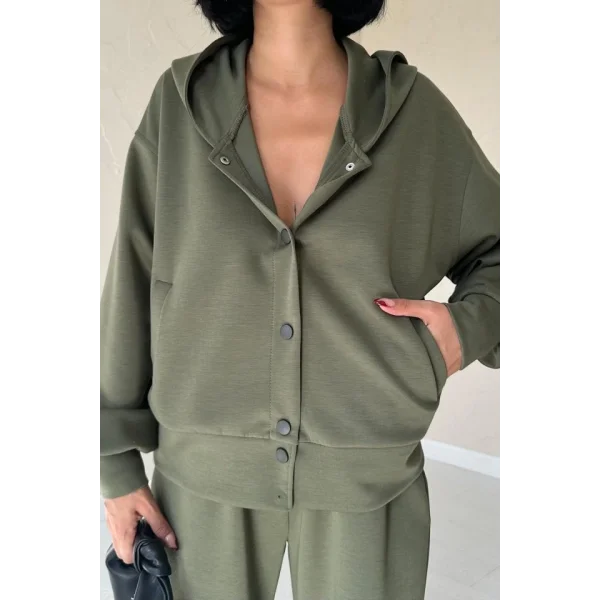 Haki Beli Lastikli Ceket Ve Pantolon Takım