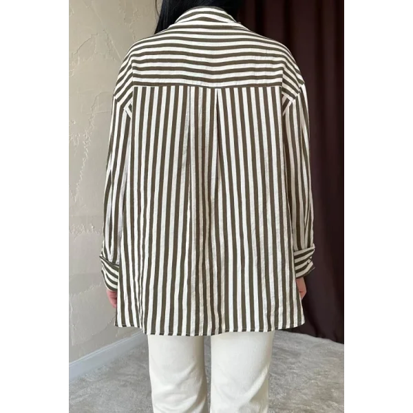 Haki Çizgili Gömlek