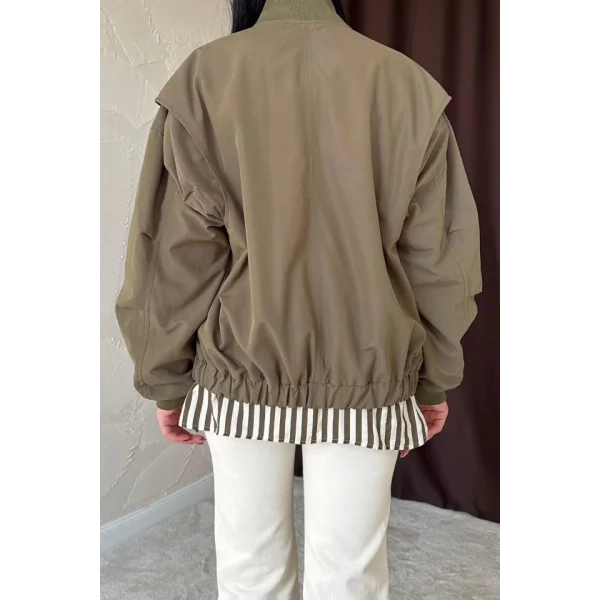 Haki Parçalı Bomber Ceket