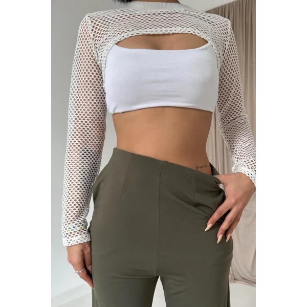 Haki Pensli Lastik Detaylı Pantolon