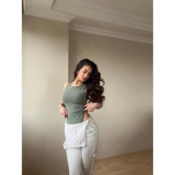 Halter Yaka Antrasit Bodysuit