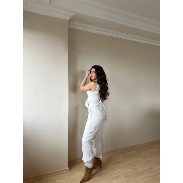 Halter Yaka Beyaz Bodysuit