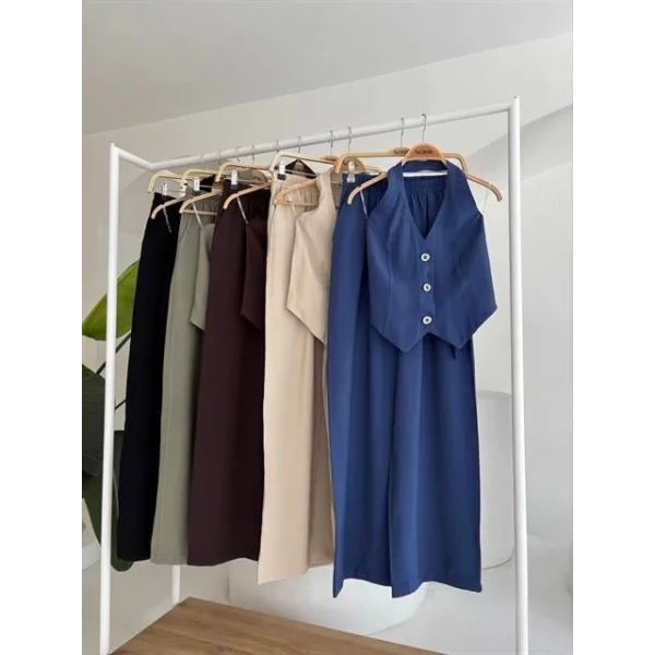 Halter Yaka Yelekli Modal Takım 10144